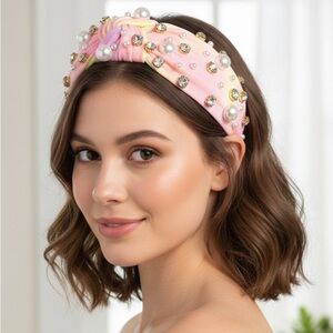 ✨ Pastel Tie Dye Knotted Headband with Pearl & Rhinestone ✨